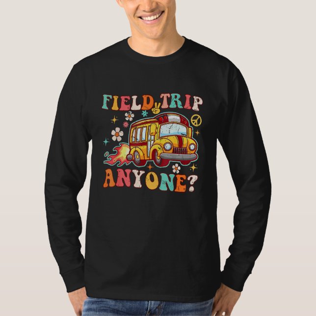 Camiseta Field Trip Anyone Groovy School Bus Driver Yellow  (Frente)
