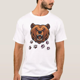 Camiseta Fierce Bear Head Roaring Mascot Graphic Tee