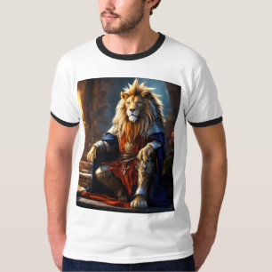 Camiseta Fierce e sem medo: Camisa-T de Impressão de Leão"