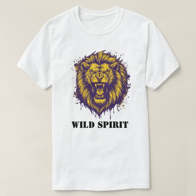 Camiseta Fierce Roaring Lion Wild Spirit Graphic  (Frente do Design)