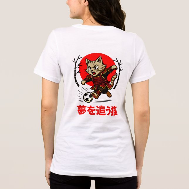 Camiseta Fierce Samurai Cat Soccer for anime & Sports Fans (Verso)