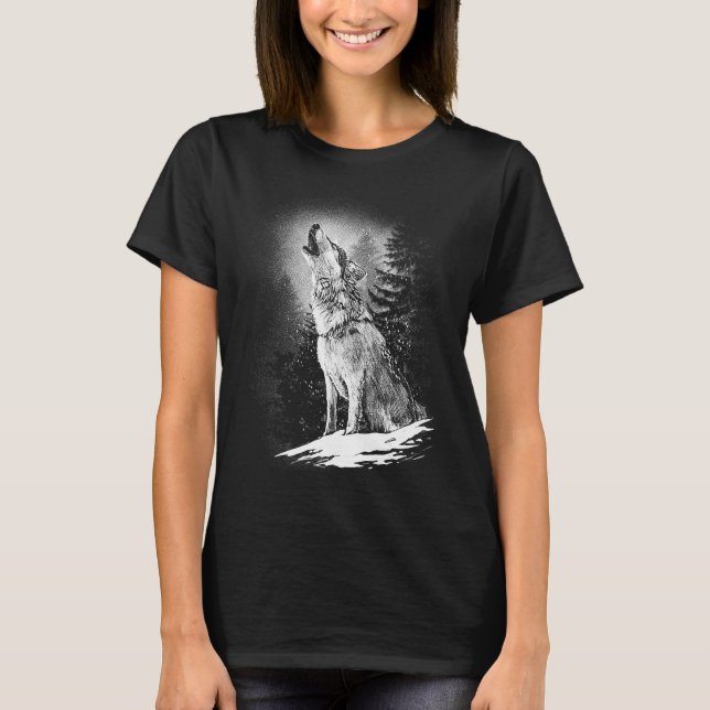Camiseta Fierce Wolf in the Forest Wilderness Style for Nat (Frente)
