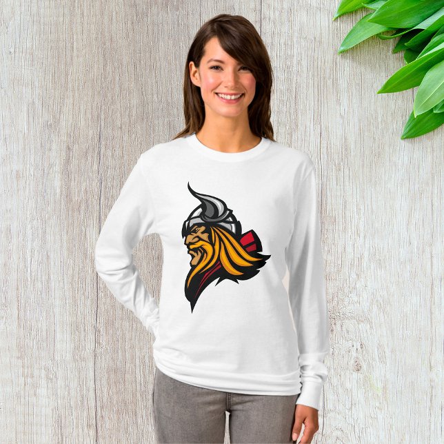 Camiseta Fierk Viking Head Norse Helmet e Beard (Criador carregado)