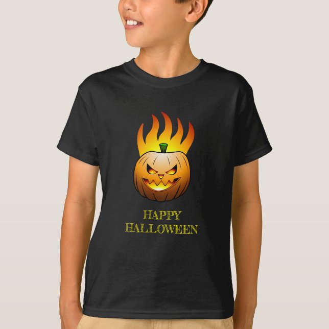 Camiseta Fiery Halloween Pumpkin Face (Frente)
