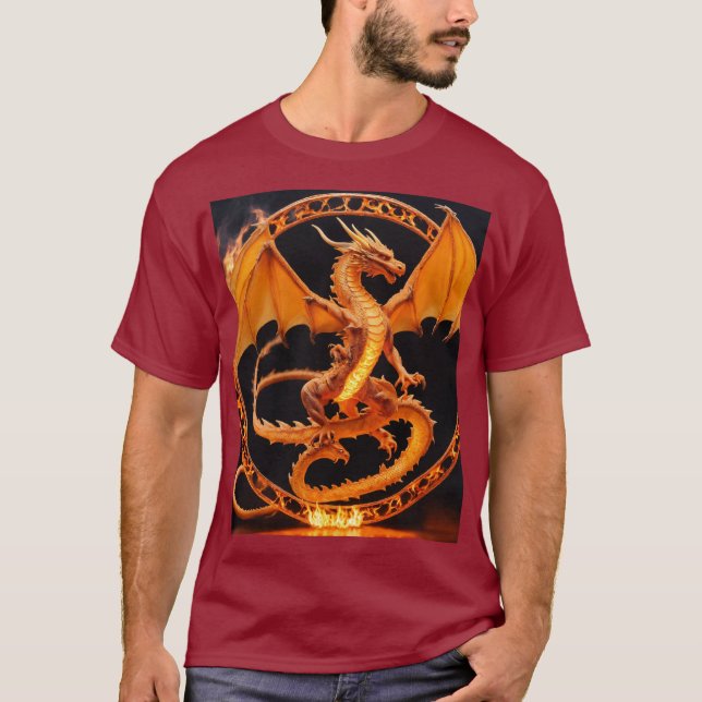 Camiseta Fiery Ouroboros Dragon T Shirt (Frente)