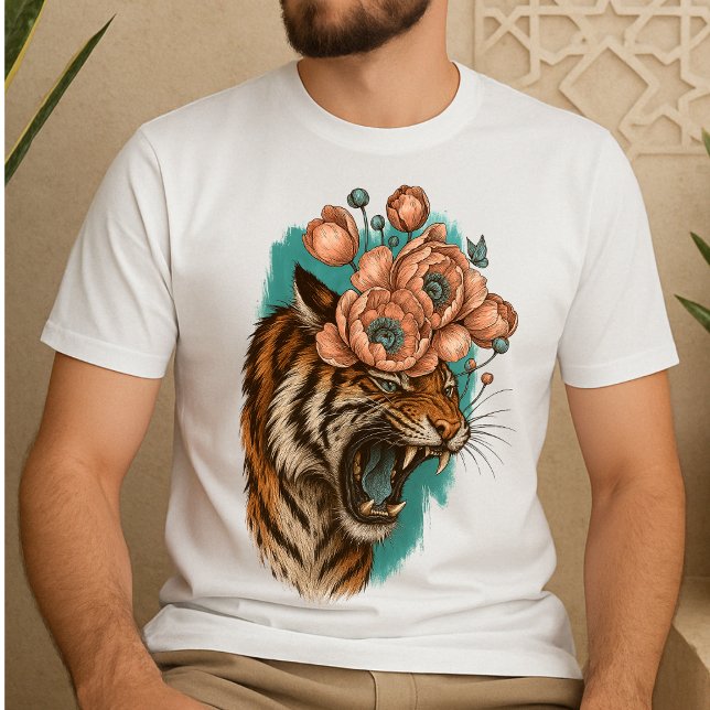 Camiseta Fiery Tiger Bloom (Criador carregado)