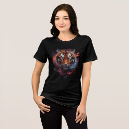 Camiseta Fiery Tiger Face in Smoke and Flame Art