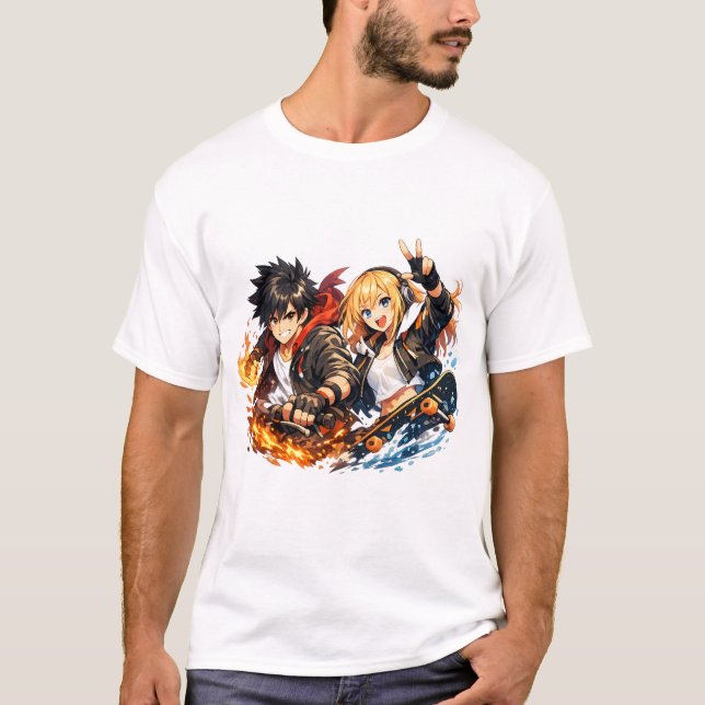Camiseta Fiery Wave Duo Skate Adventure (Frente)