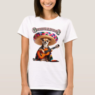 Camiseta Fiesta Chihuahua - Serenata De Violão Com Sombrero