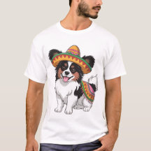 Fiesta Papillon Dog Vestindo Sombrero e Sarape
