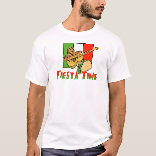 Camiseta Fiesta Time Taco, Sombrero, Violão (Frente)