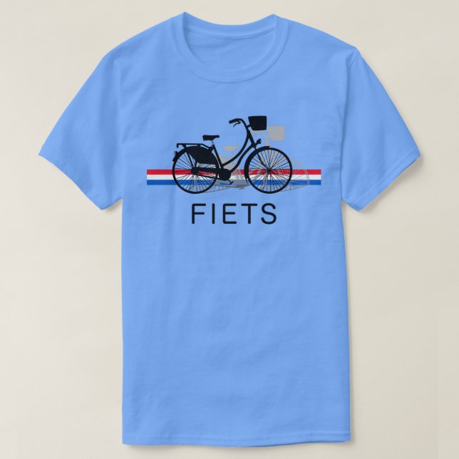 Camiseta Fiets Bicycle in Dutch in front of Dutch flag (Frente do Design)