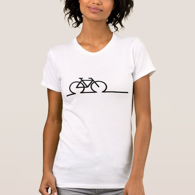 Camiseta Fiets lijn tekening. E-bike race- en MTB fietsen. (Frente)
