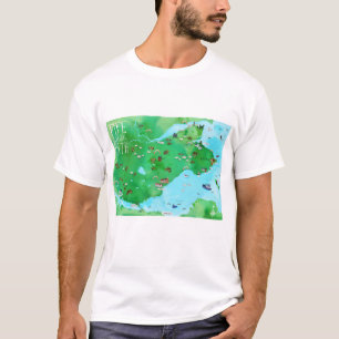Camiseta Fife Costeira Path Scotland Watercolor Map Art