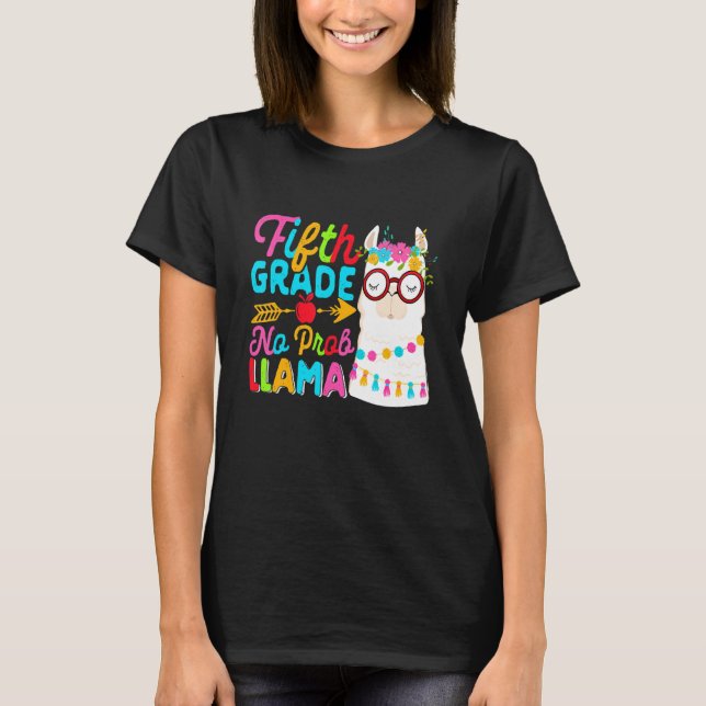 Camiseta Fifth Grade No Prob Llama Back To School First Day (Frente)