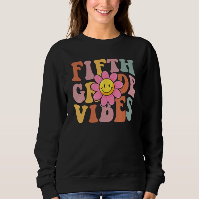 Camiseta Fifth Grade Vibes Back To School Groovy Teacher Gi (Frente)