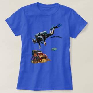 Camiseta Fígado SCUBA e caixa de tesouro de moedas Douradas