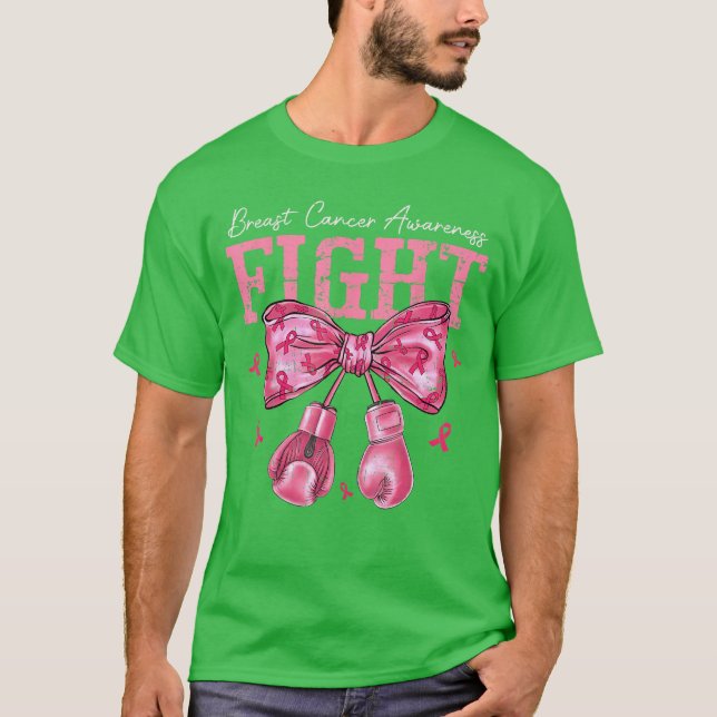 Camiseta Fight Breast Cancer Awareness s Women Bow Pink Rib (Frente)