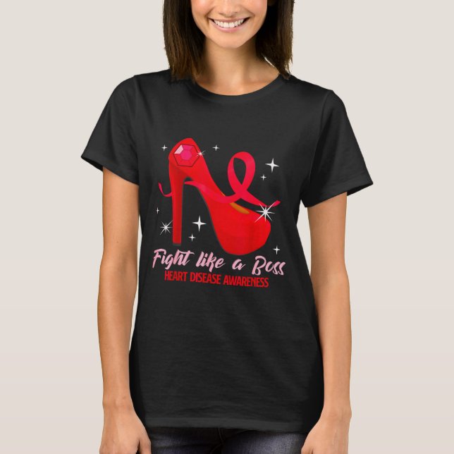 Camiseta Fight Like A Boss Heart Health Heart Disease Aware (Frente)