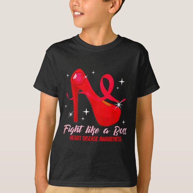 Camiseta Fight Like A Boss Heart Health Heart Disease Aware (Frente)