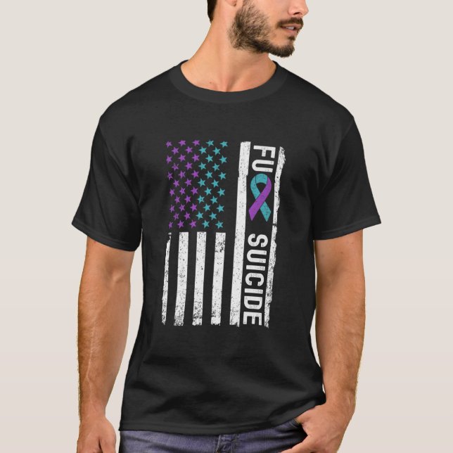 Camiseta Fight Suicide Awareness And Prevention American Fl (Frente)
