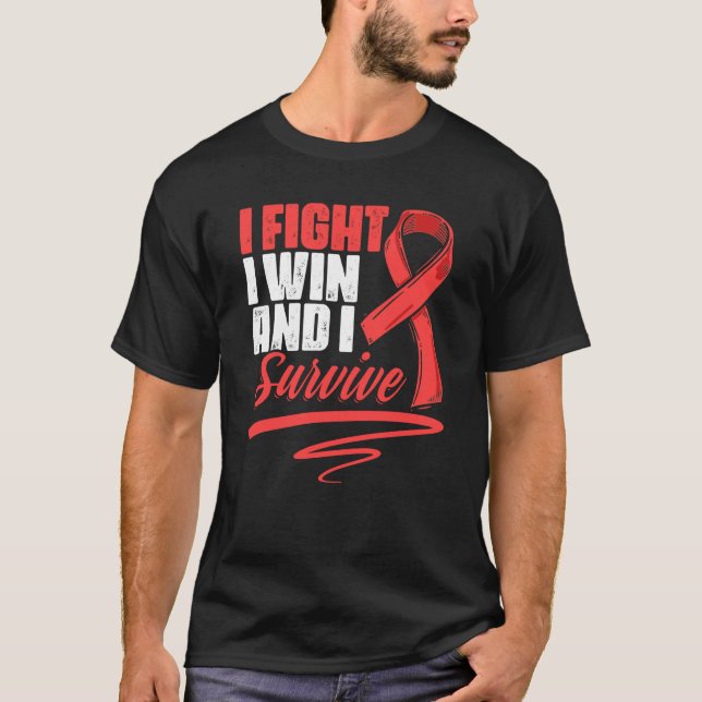 Camiseta Fight Win Stroke Survivor Red Ribbon Stroke Awaren (Frente)