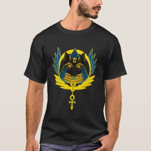 Camiseta Figura Bastet Deusa Gatos Pretos Gato Egípcio
