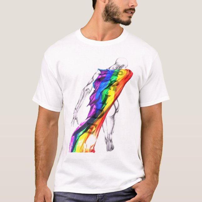 Camiseta Figura dançando com bandeira do orgulho (Frente)