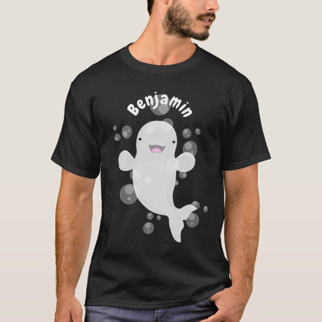 Camiseta Figura de desenho animado de bolhas de baleia belu (Frente)