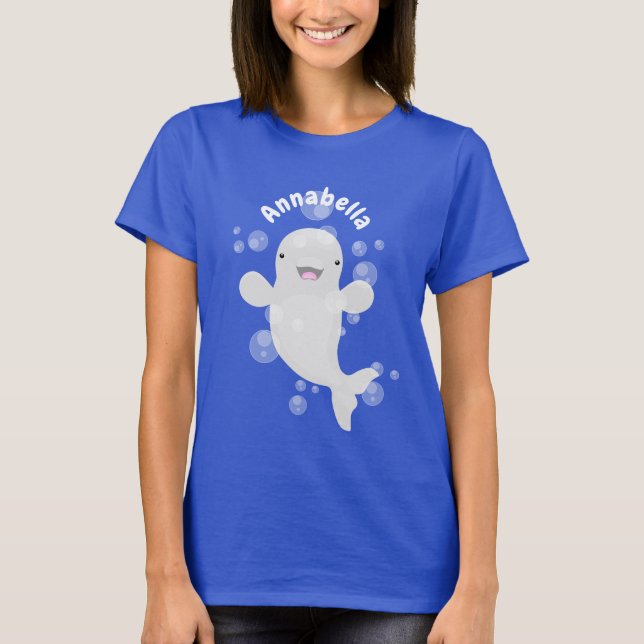 Camiseta Figura de desenho animado de bolhas de baleia belu (Frente)