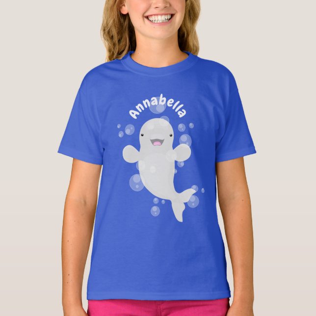 Camiseta Figura de desenho animado de bolhas de baleia belu (Frente)