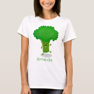Camiseta Figura de desenho animado de brócolis dançante de 