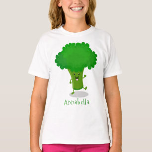 Camiseta Figura de desenho animado de brócolis dançante de 