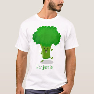 Camiseta Figura de desenho animado de brócolis dançante de