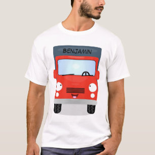 Camiseta Figura de desenho animado de caminhão vermelho-bra