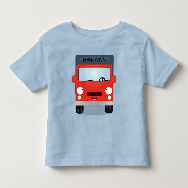 Camiseta Figura de desenho animado de caminhão vermelho-bra (Frente)