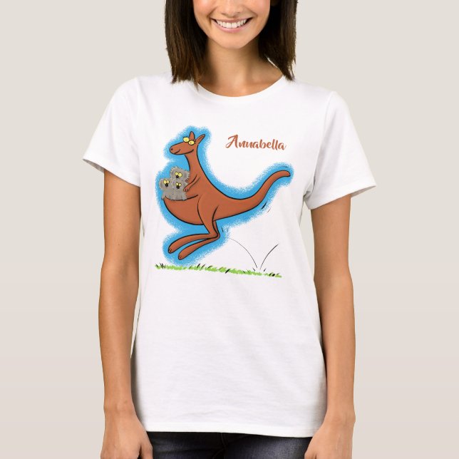 Camiseta Figura de desenho animado de canguru e koalas (Frente)