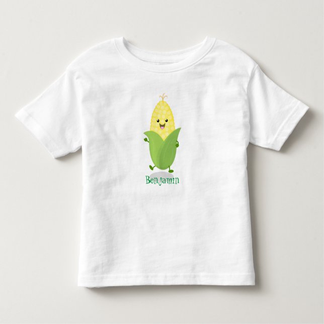 Camiseta Figura de desenho animado de milho feliz (Frente)