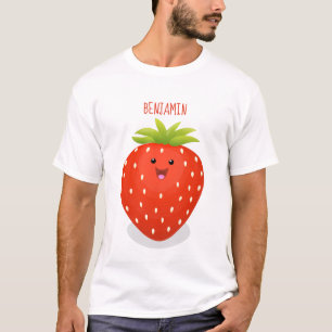 Camiseta Figura de desenho animado de morango kawaii