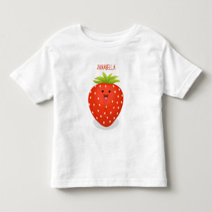 Camiseta Figura de desenho animado de morango kawaii