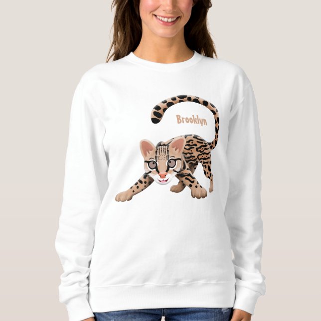 Camiseta Figura de desenho animado de ocelot bonito (Frente)