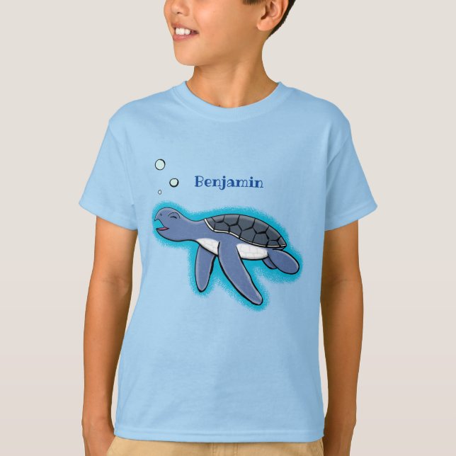 Camiseta Figura de desenho animado de tartaruga-do-mar (Frente)