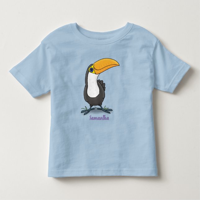 Camiseta Figura de desenho animado de tucano feliz e bonito (Frente)