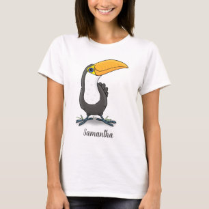Camiseta Figura de desenho animado de tucano feliz e bonito