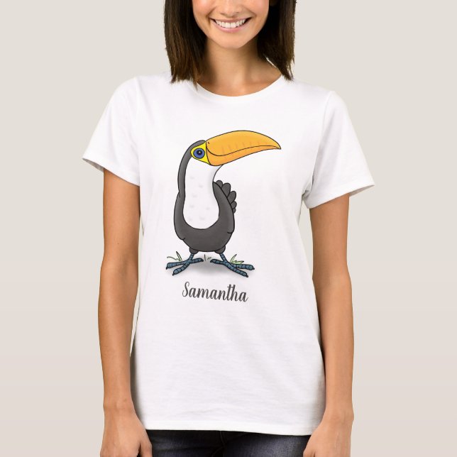 Camiseta Figura de desenho animado de tucano feliz e bonito (Frente)