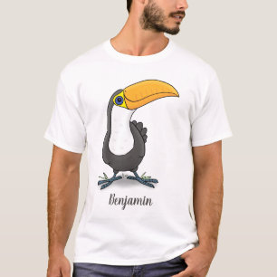 Camiseta Figura de desenho animado de tucano feliz e bonito