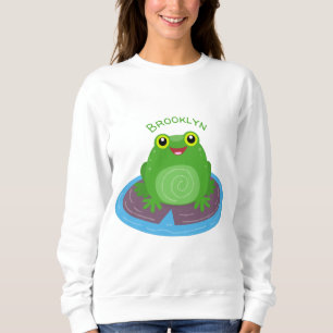 Camiseta Figura de desenho animado do sapo verde-bonito