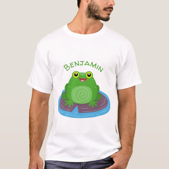 Camiseta Figura de desenho animado do sapo verde-bonito (Frente)