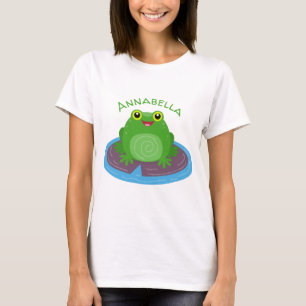 Camiseta Figura de desenho animado do sapo verde-bonito
