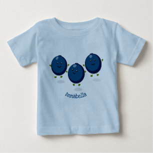 Camiseta Figura de desenho animado roxo de mirtilos felizes